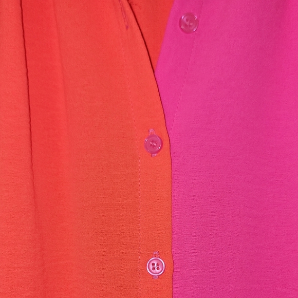 JODIFL Pink and Orange Button Down Shirt - Picture 3 of 5
